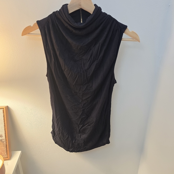Free People Tops - Free People Black Cowl Neck Sleeveless Blouse With Zip Up Back Size Small